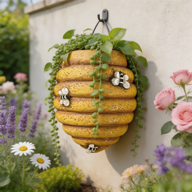 3D Beehive Shaped Wall-Mounted Resin Planter Hanging Flower Pot for Garden