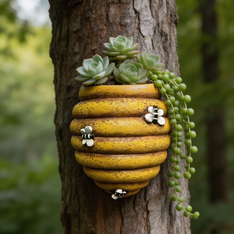 3D Beehive Shaped Wall-Mounted Resin Planter Hanging Flower Pot for Garden