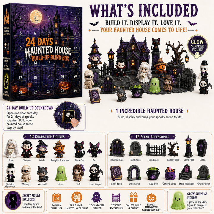 Halloween Advent Calendar 24-Day Haunted House Build-Up Blind Box
