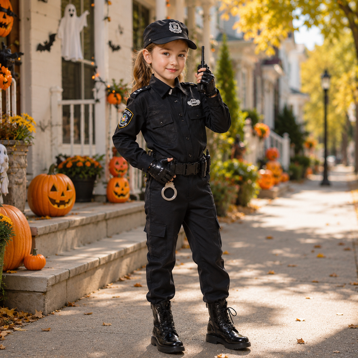 Kids Police Officer Costume Set Uniform Roleplay Cosplay for Children