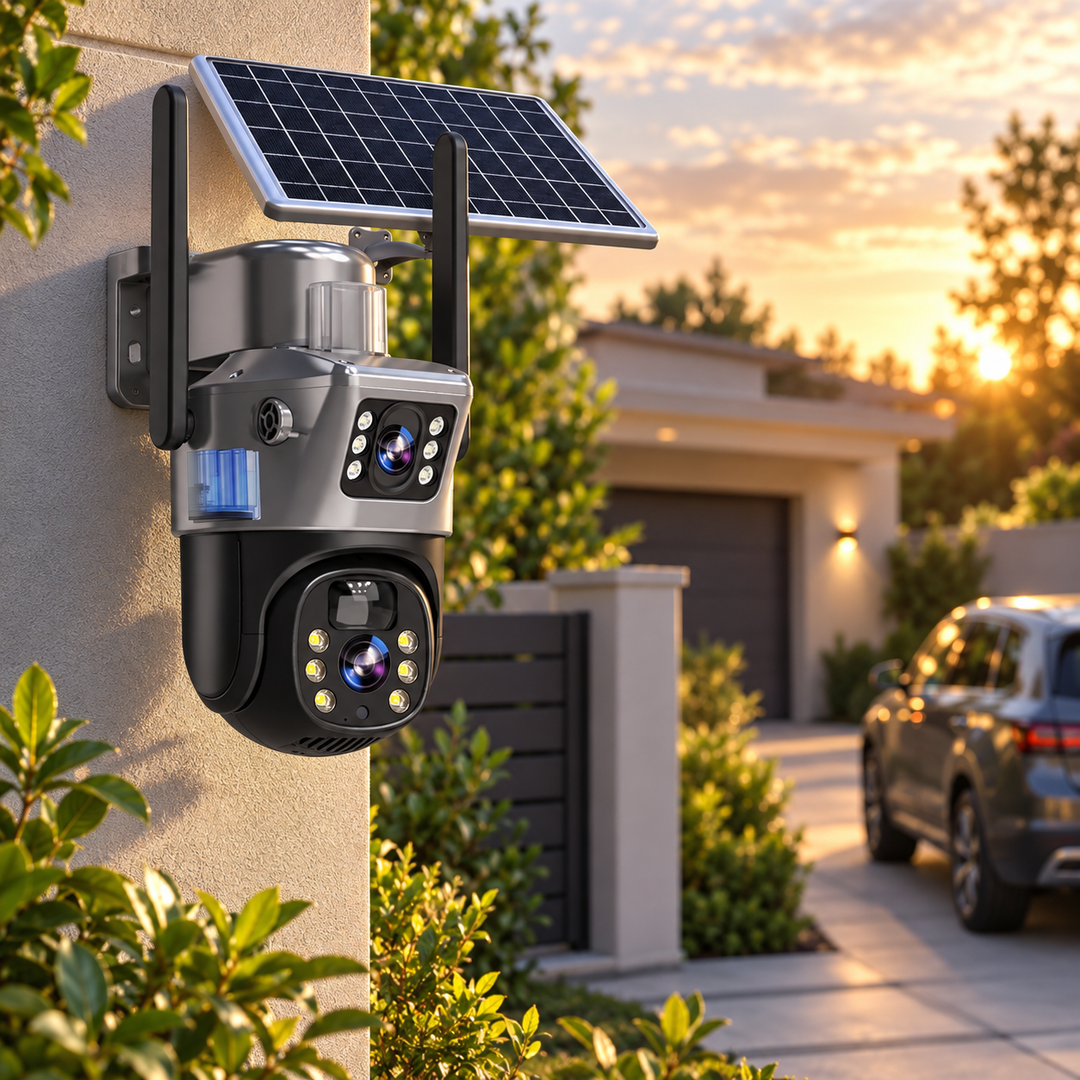 Wireless 4K Security Camera Solar Dual Lens 10x Zoom