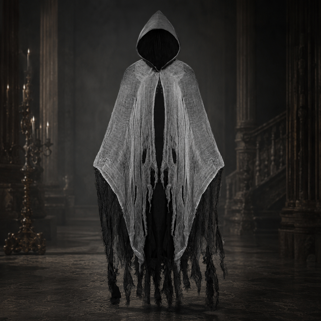 Hooded Tattered Cloak Costume Cape for Adults Halloween