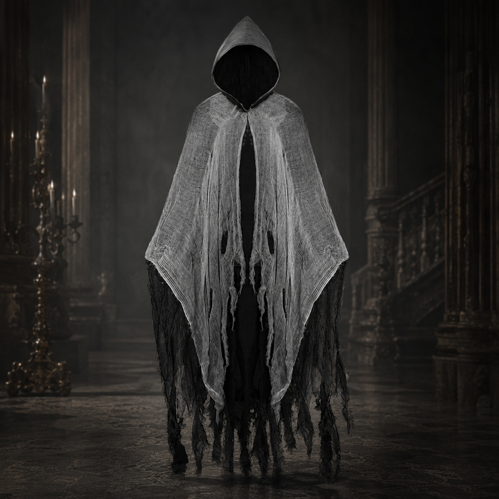 Hooded Tattered Cloak Costume Cape for Adults Halloween