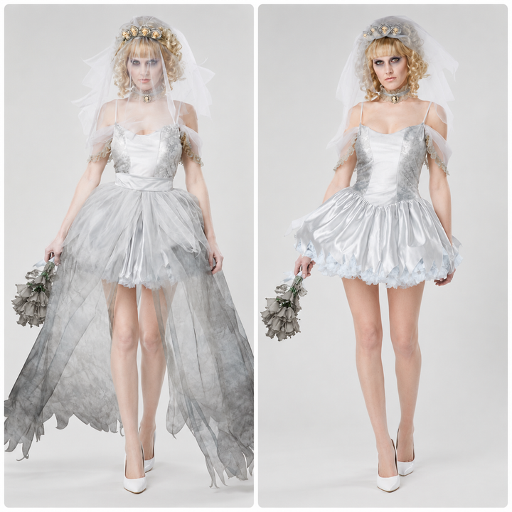 Zombie Bride Costume Ghost Wedding Dress Halloween Costume