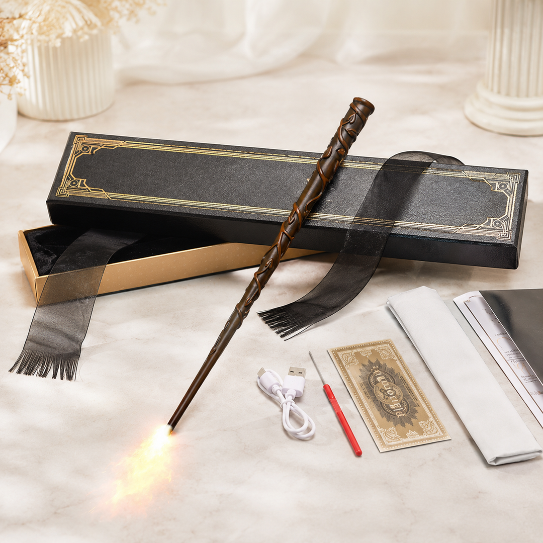 Halloween Magic Wand Wizard Prop with Flame Effect Tip