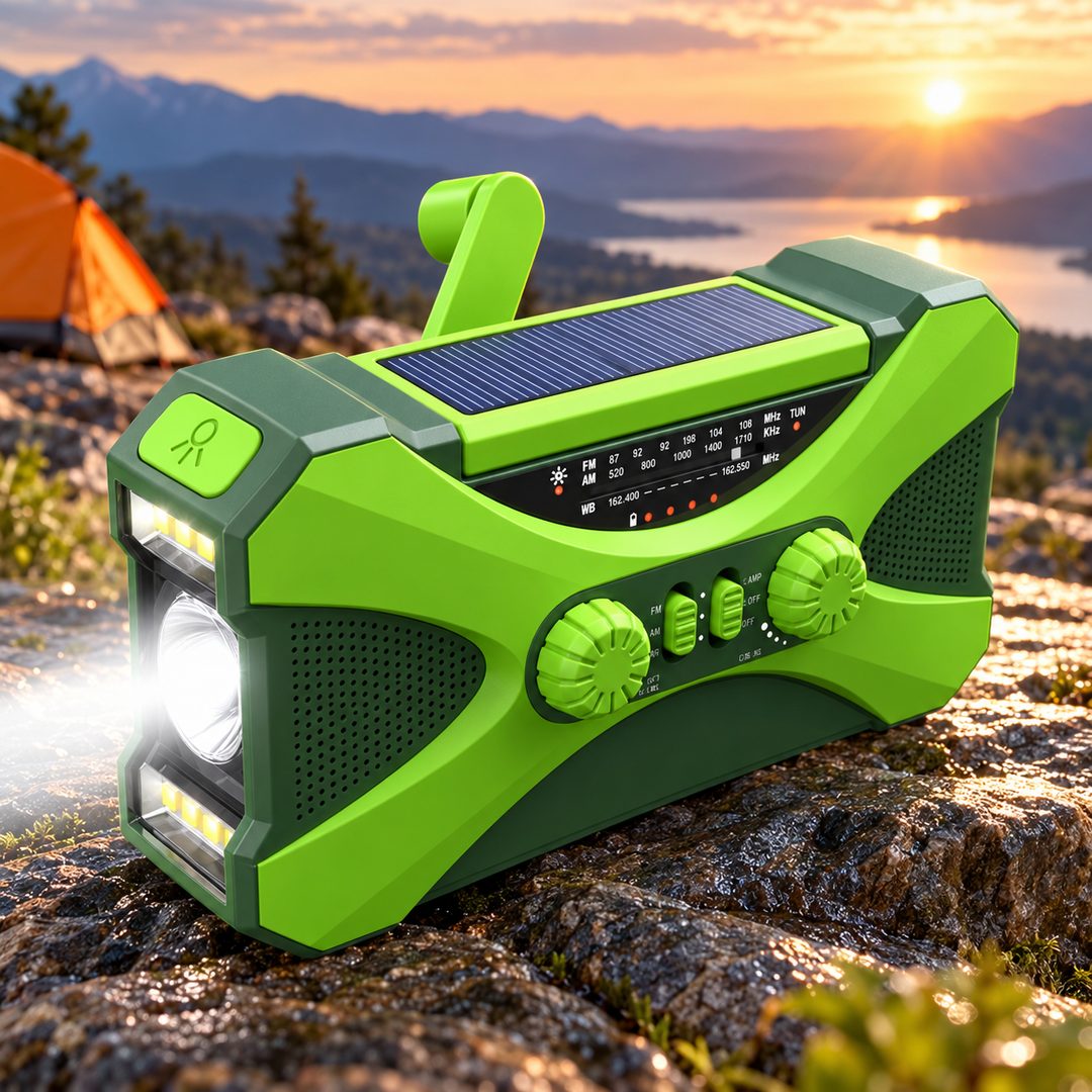 Rugged Emergency Radio Hand Crank Solar 10000mAh 3 Mode Flashlight SOS