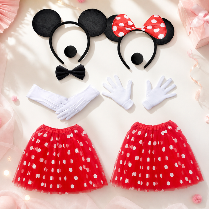 Mouse Ears Headband Skirt and Gloves Costume Set