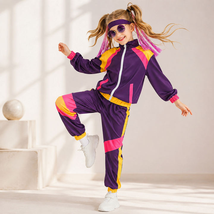 Kids Retro Tracksuit Costume 80s Style Dance Outfit Halloween Costume