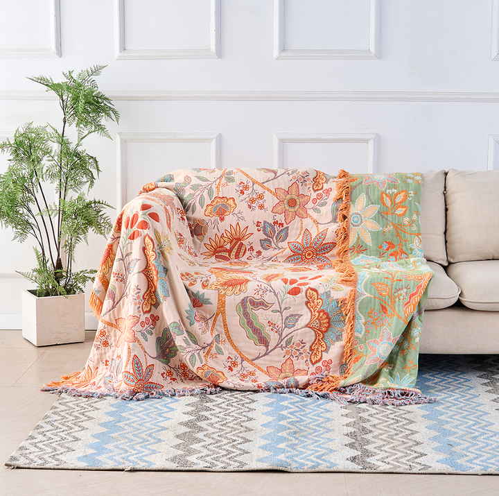 Cotton Throw Blanket Floral Pattern Sofa Cover Blanket