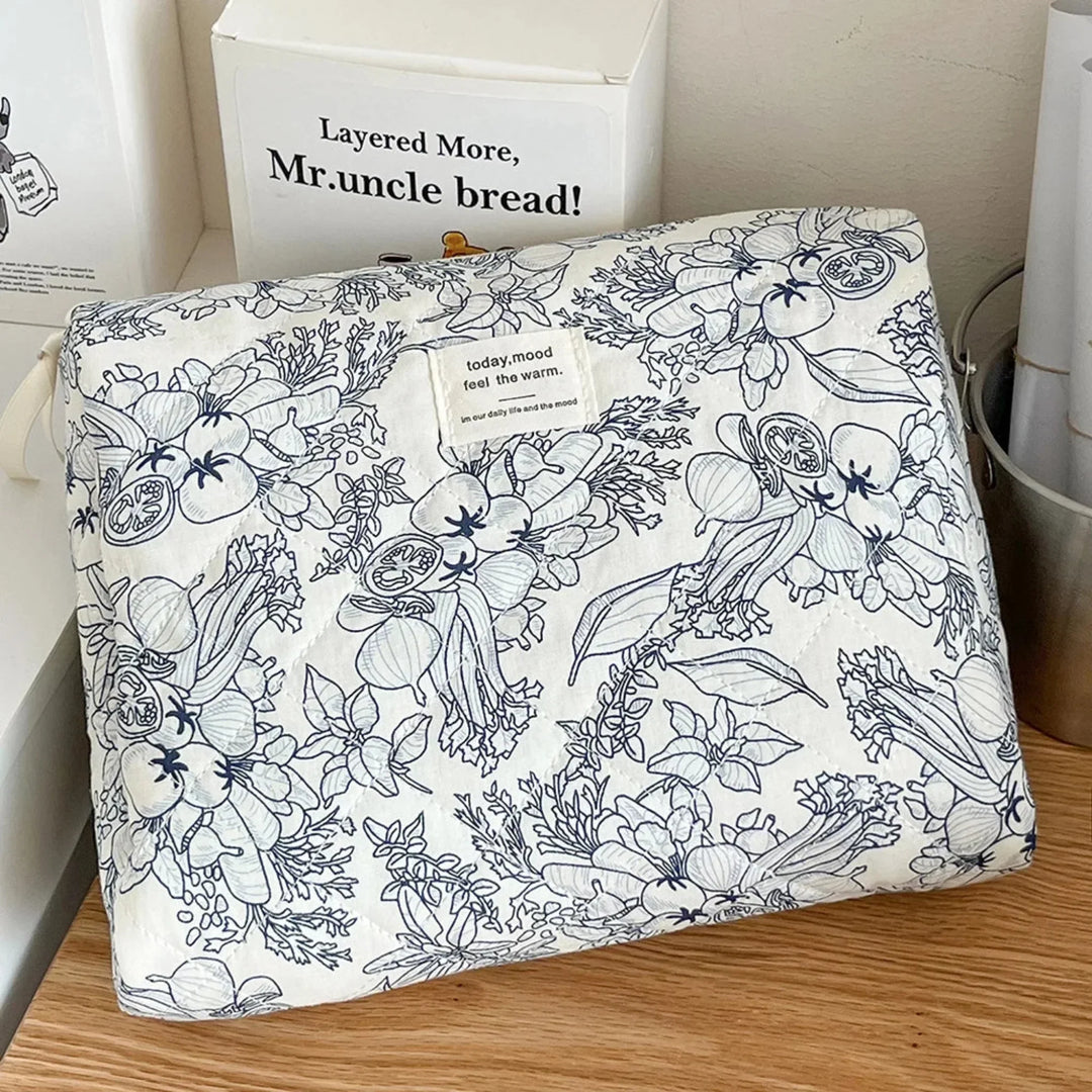 4-Piece Quilted Makeup Bag Set Vintage Style Organizer Pouches