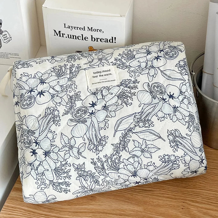 4-Piece Quilted Makeup Bag Set Vintage Style Organizer Pouches