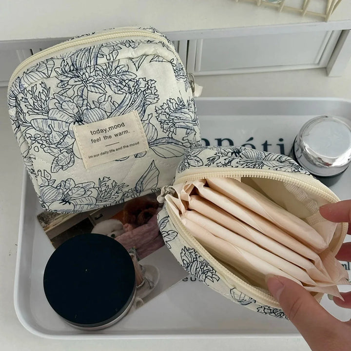 4-Piece Quilted Makeup Bag Set Vintage Style Organizer Pouches