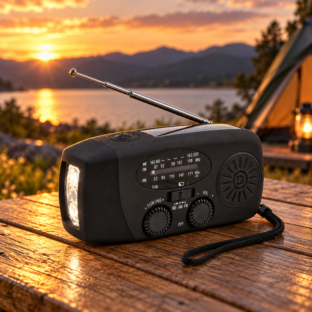 Hand Crank Solar Emergency Radio Power Bank LED Flashlight Wrist Strap
