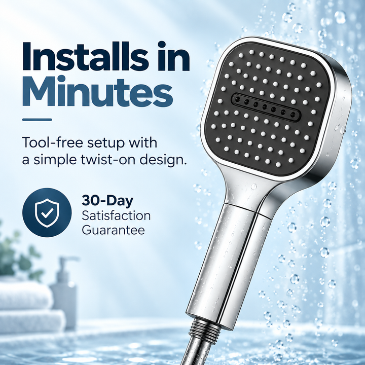 High Pressure Round Shower Head Adjustable Spray Bathroom Fixture