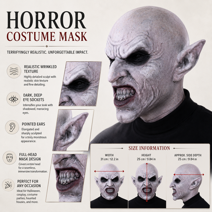 Latex Full Head Vampire Mask Halloween Horror Costume Accessory