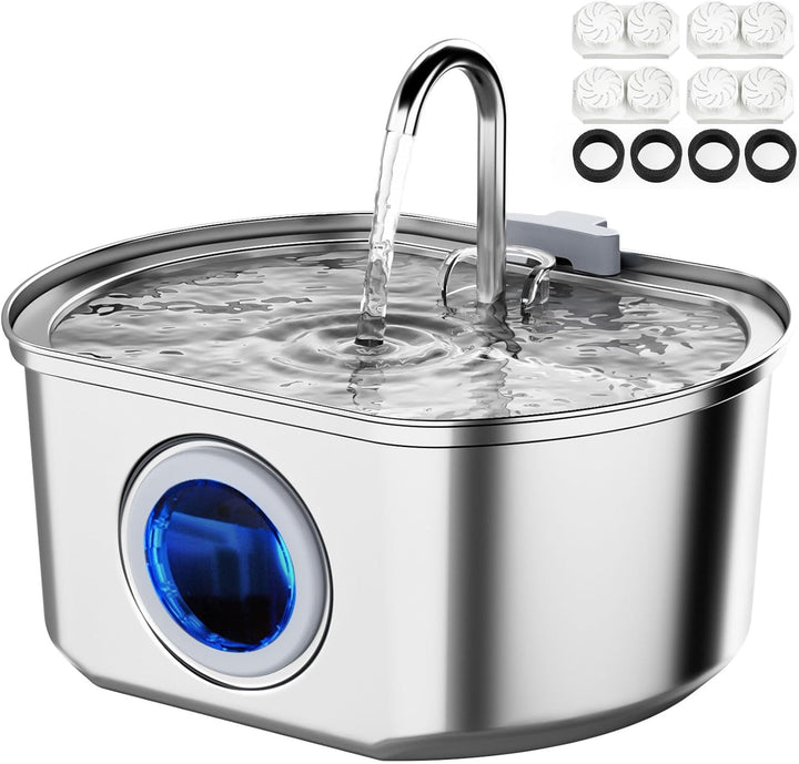 Stainless Steel Cat Water Fountain Automatic Pet Drinking Bowl