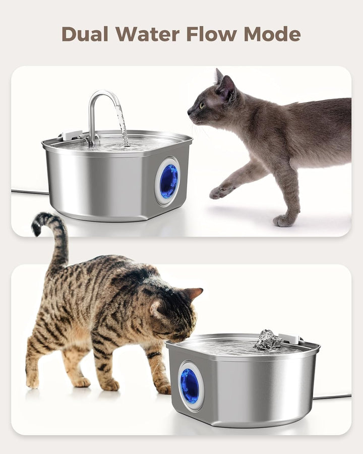 Stainless Steel Cat Water Fountain Automatic Pet Drinking Bowl