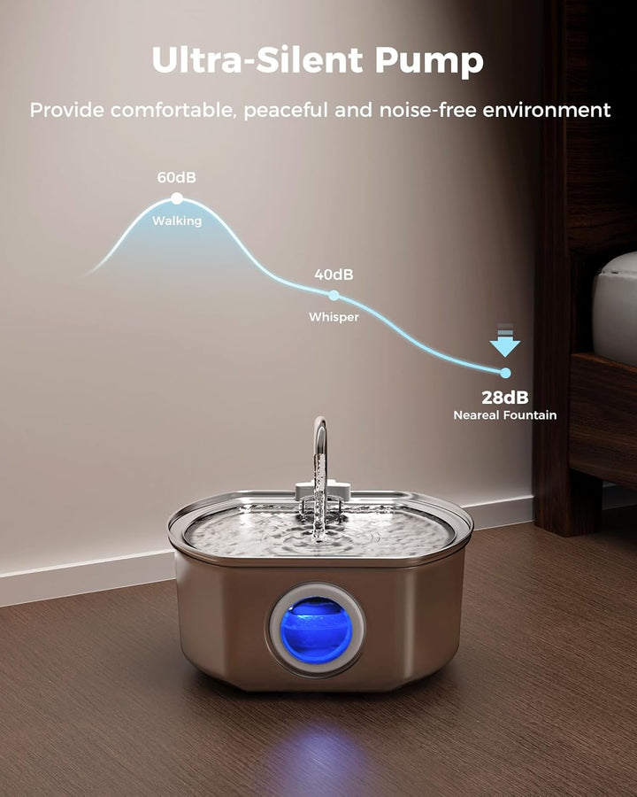 Stainless Steel Cat Water Fountain Automatic Pet Drinking Bowl