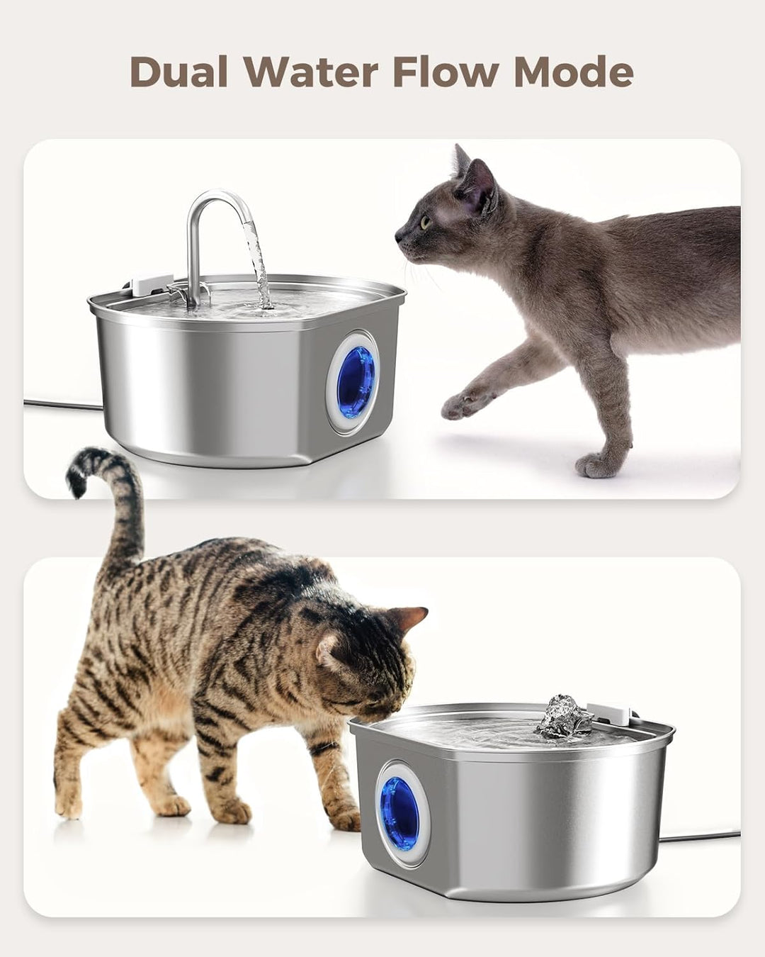 Stainless Steel Cat Water Fountain Automatic Pet Drinking Bowl