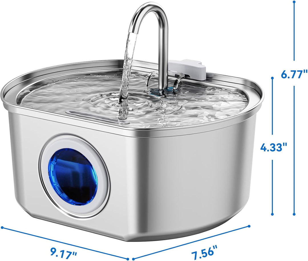 Stainless Steel Cat Water Fountain Automatic Pet Drinking Bowl