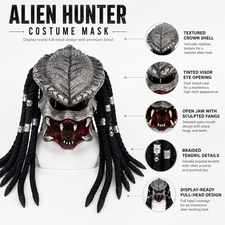 Alien Predator Hunter Mask Halloween Cosplay Full Headgear Costume Mask