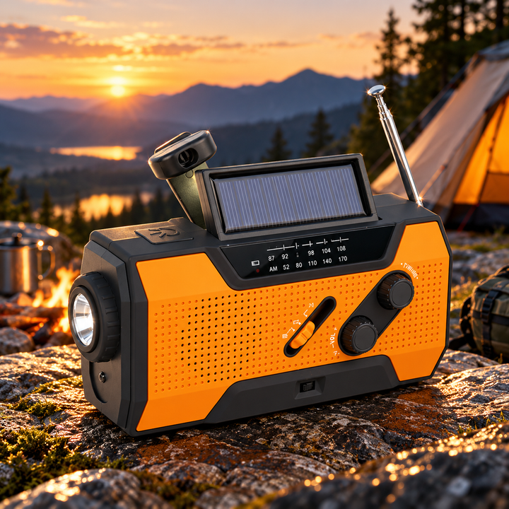 Emergency Weather Radio 5 Way Power Solar Crank AAA 2000mAh Flashlight