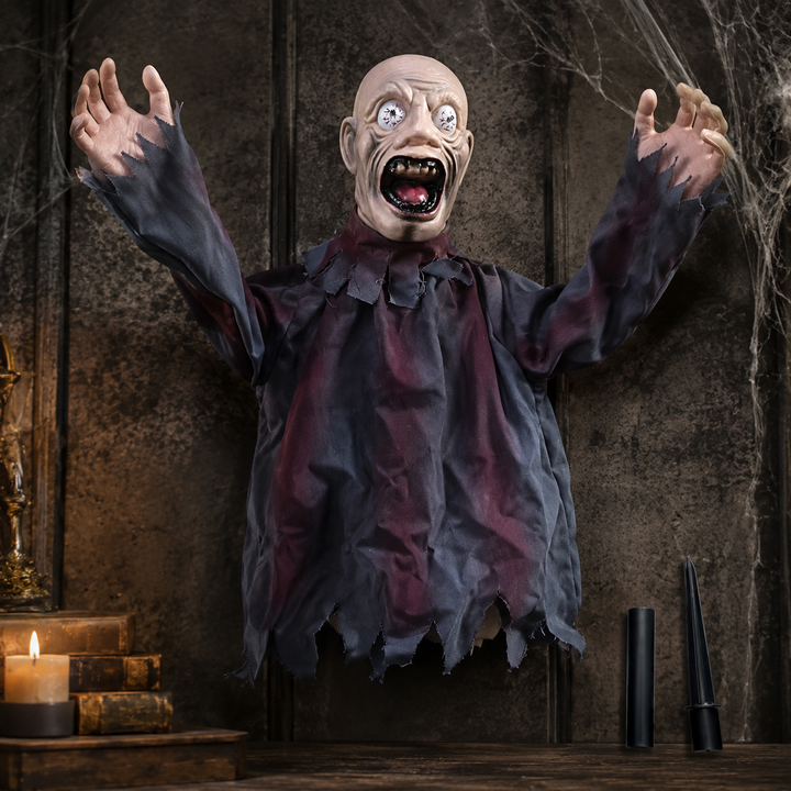 Hanging Zombie Halloween Prop Animated Swinging Ghost Decoration