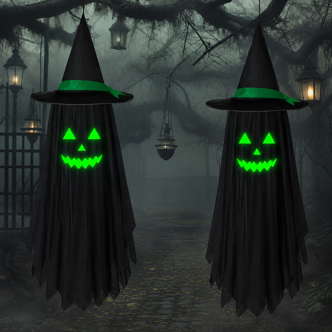 Hanging Witch Hat Ghost Ornament Halloween Decoration