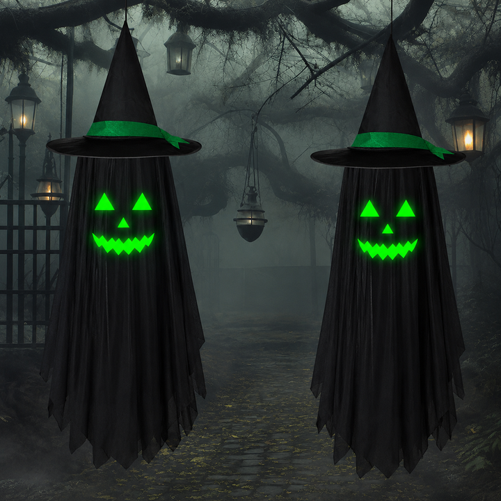 Hanging Witch Hat Ghost Ornament Halloween Decoration