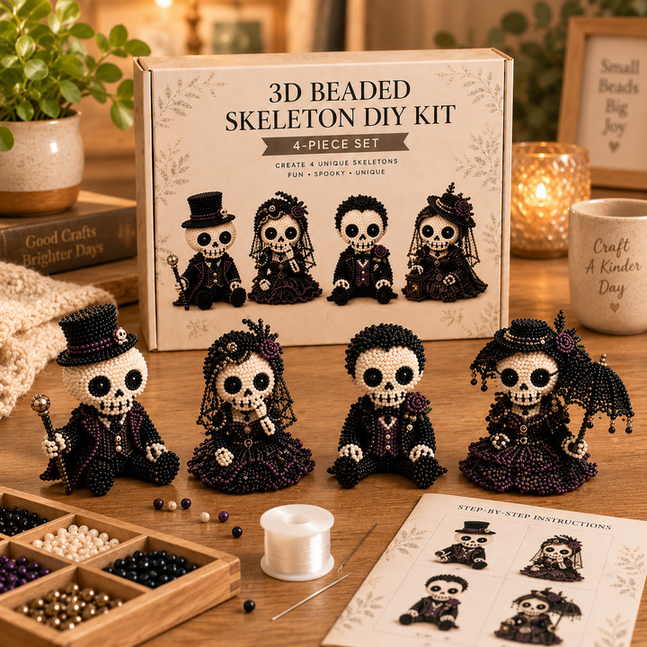 3D Beaded Pirate Skull DIY Craft Kit Halloween Decoration Set