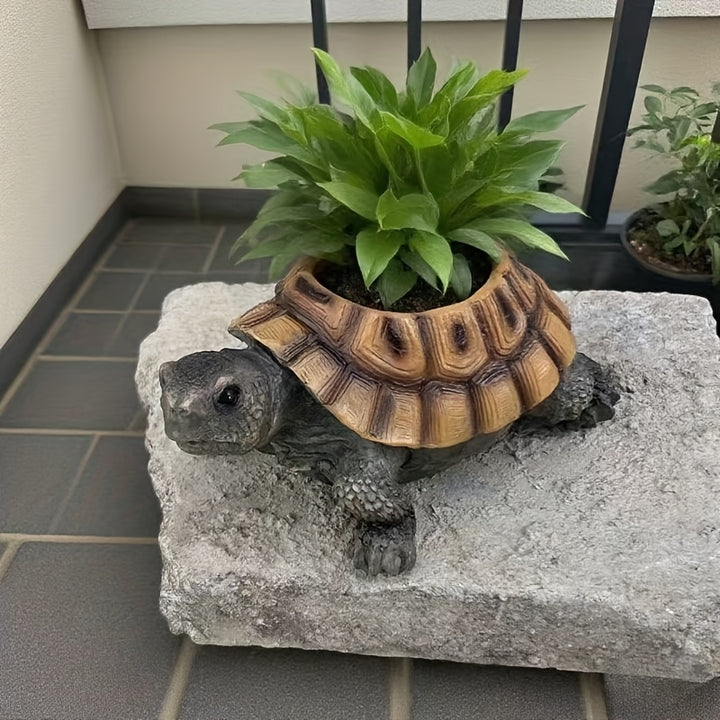 Turtle Shaped Resin Succulent Planter Pot for Cacti and Small Plants