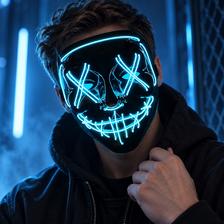 Wireless LED Purge Mask Neon Glow in the Dark Horror Mask