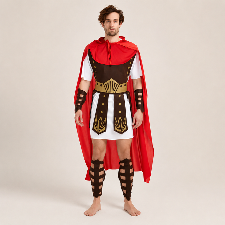 Roman Gladiator Warrior Costume with Cape for Men and Women