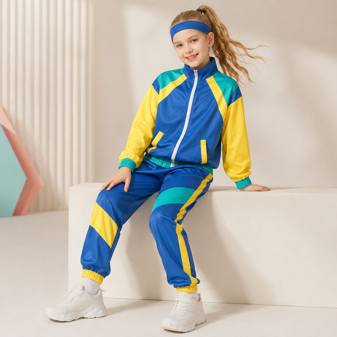 Kids Retro Tracksuit Costume 80s Style Dance Outfit Halloween Costume