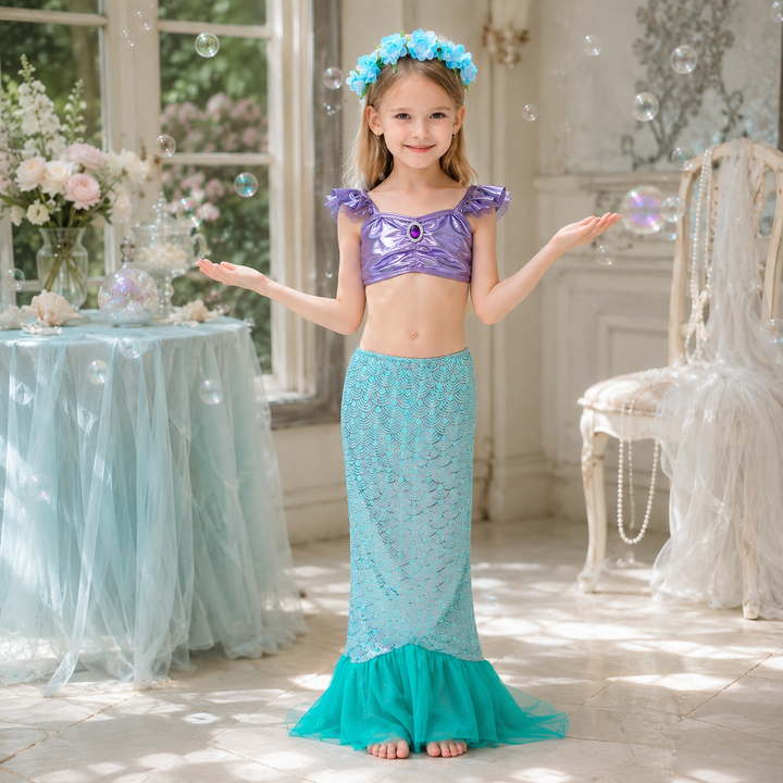 Girls Mermaid Princess Tail Costume Dress