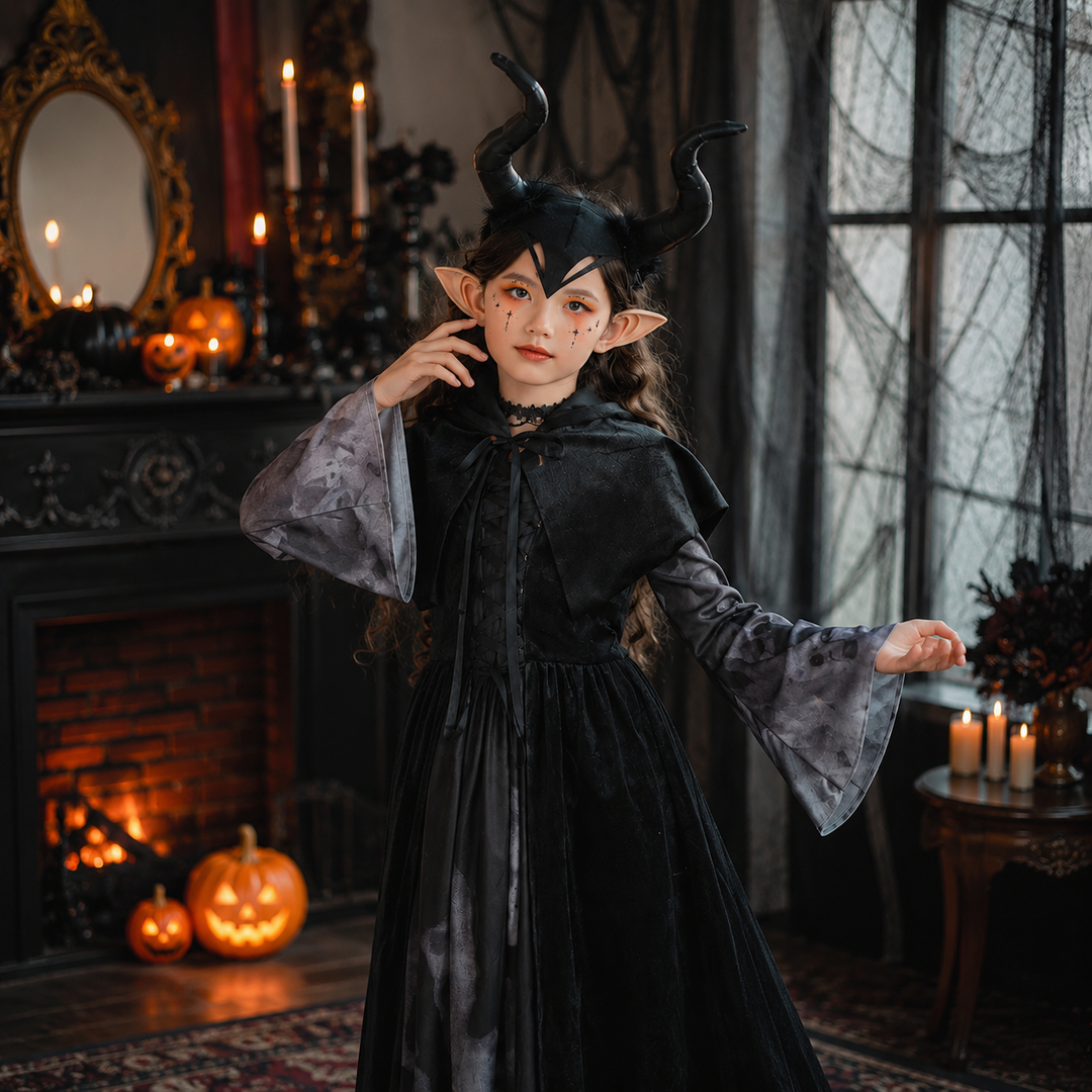 Girls Halloween Witch Vampire Skeleton Costume Dress Set