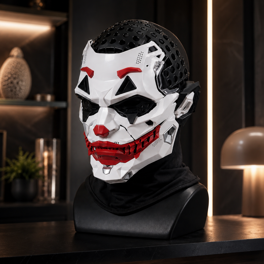 Clown Mask with Wig Cyberpunk Style Halloween Cosplay Accessory
