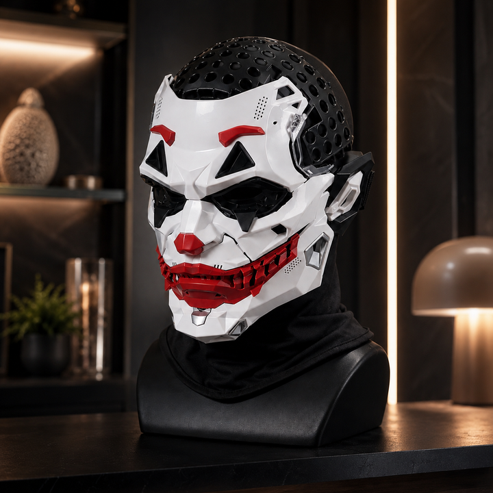 Clown Mask with Wig Cyberpunk Style Halloween Cosplay Accessory