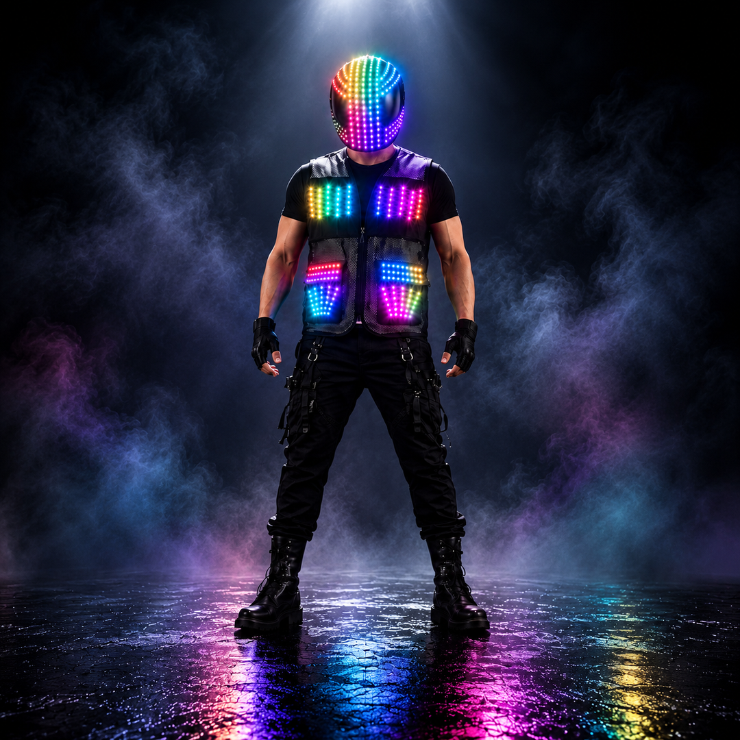 LED Helmet and Vest Set for Stage Performance