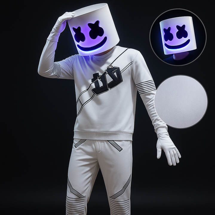 Dj Costume with Light Up LED Mask and Multi-Color Hoodie Pants Set
