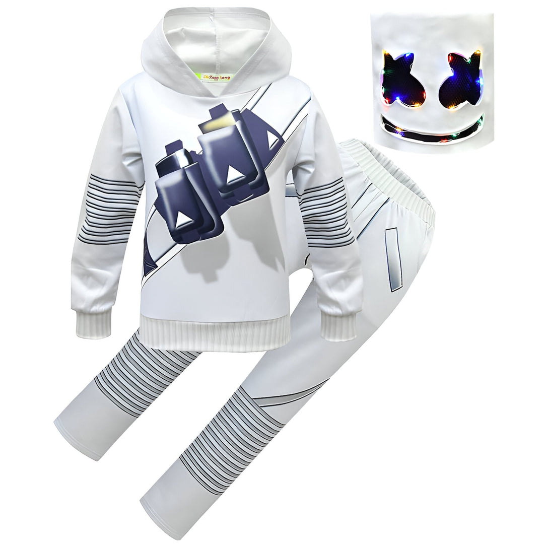 Dj Costume with Light Up LED Mask and Multi-Color Hoodie Pants Set