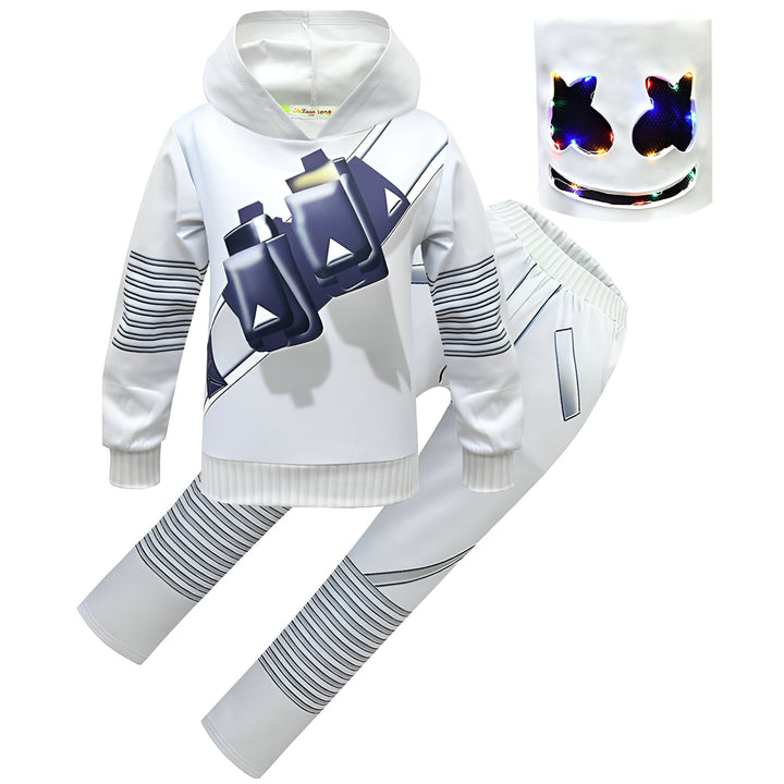 Dj Costume with Light Up LED Mask and Multi-Color Hoodie Pants Set