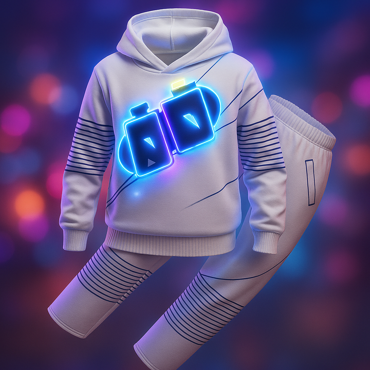 Dj Costume with Light Up LED Mask and Multi-Color Hoodie Pants Set