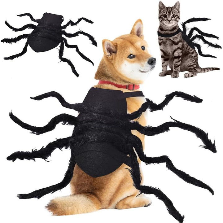 Dog Cat Spider Costume with Bendable Fuzzy Legs Adjustable Straps for Halloween Pet