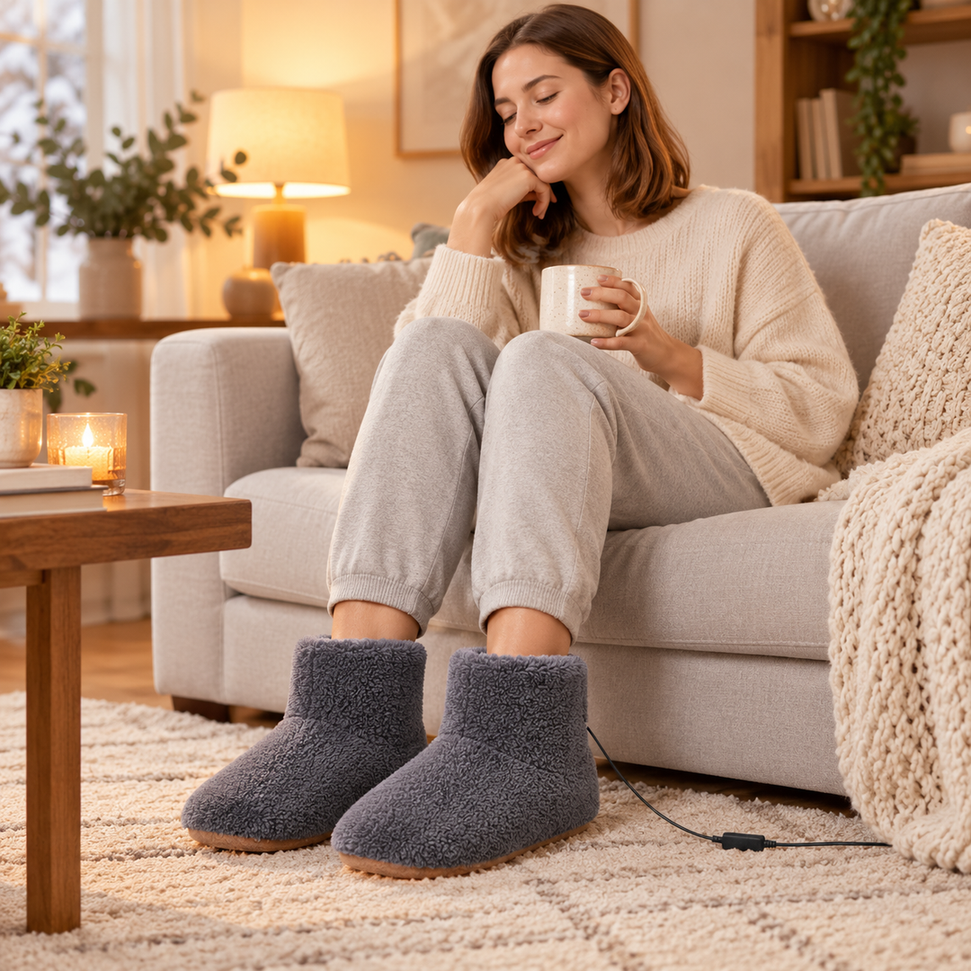Rechargeable Heated Slippers USB Electric Foot Warmers for Home