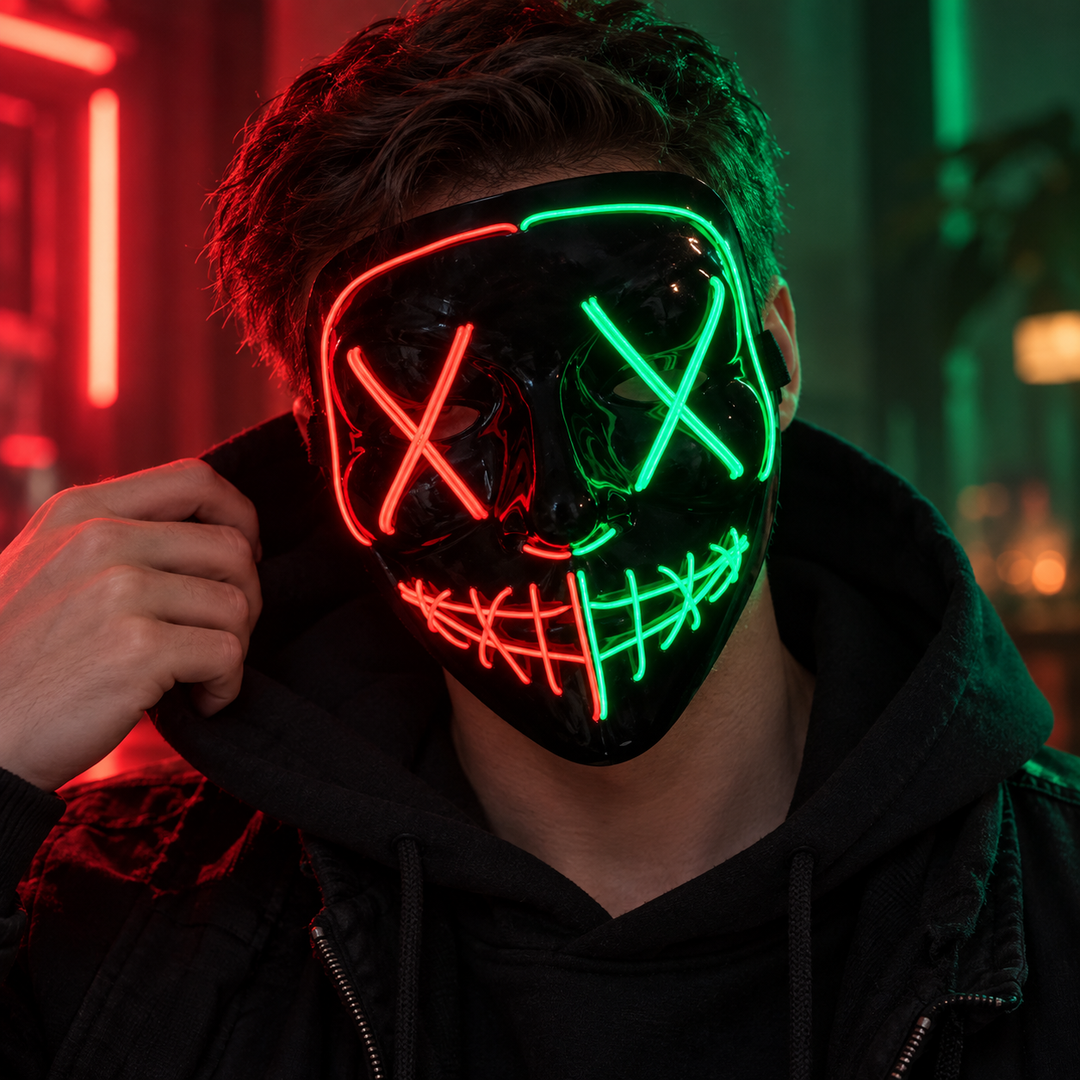 Wireless LED Purge Mask Neon Glow in the Dark Horror Mask