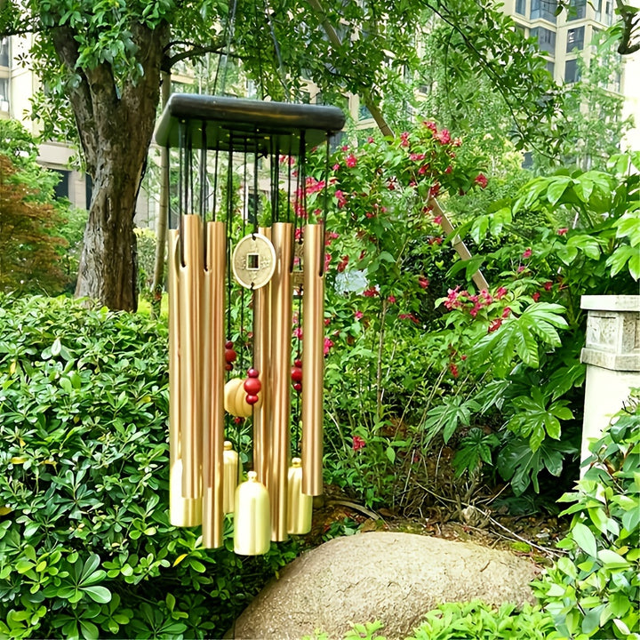 Large Copper Bell Wind Chime with Aluminum Alloy Tubes Outdoor Decor