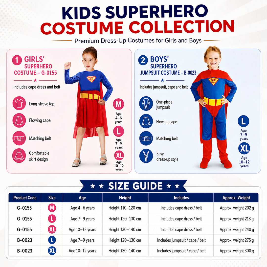 Girls Superhero Costume Dress with Cape Halloween Costume