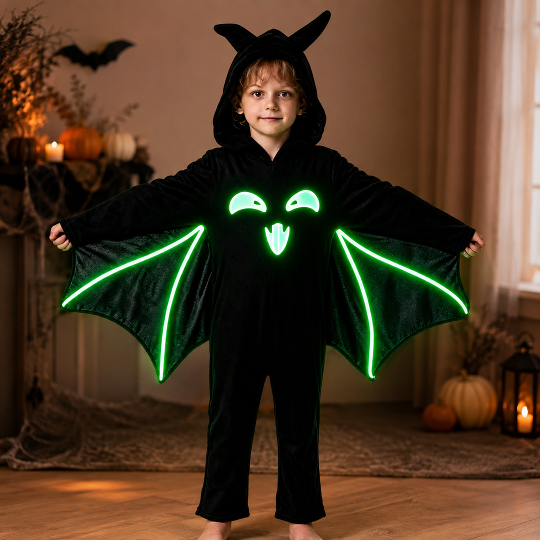 Kids Bat Cape Cloak Halloween Costume Glow in the Dark