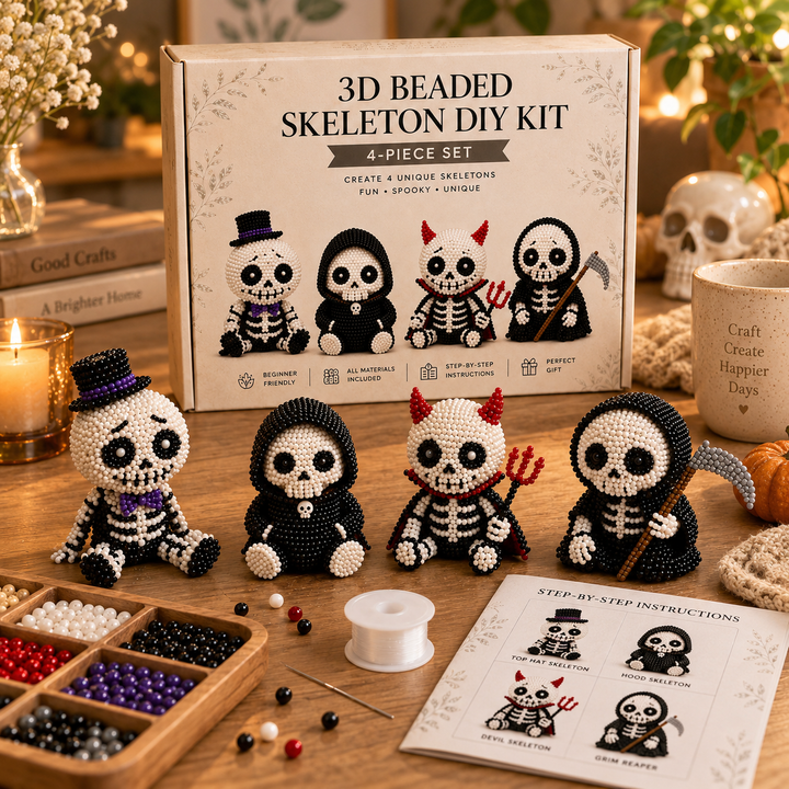 3D Beaded Pirate Skull DIY Craft Kit Halloween Decoration Set